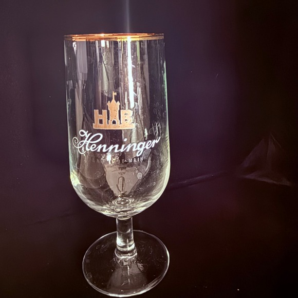 Other - Vintage Henninger beer glass with gold rim and castle logo.